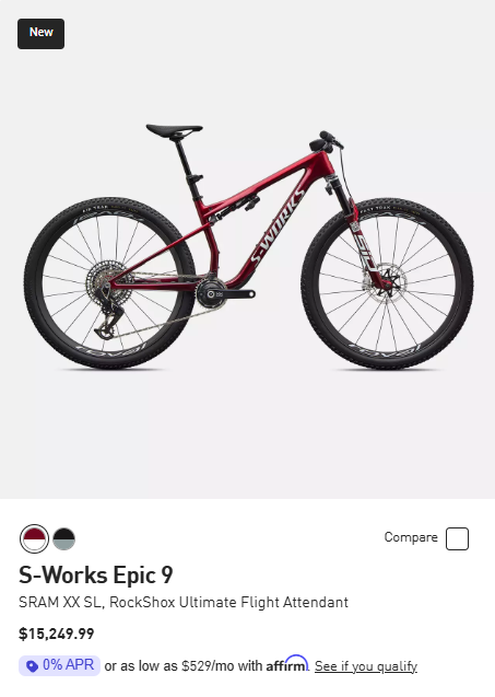 S-Works Epic 9 — SRAM XX SL, RockShox Ultimate Flight Attendant